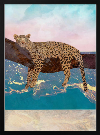 Leopard Lying On Beach - Stretched Canvas, Poster or Fine Art Print I Heart Wall Art