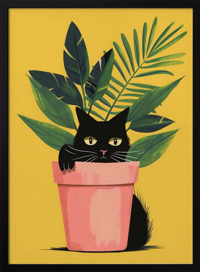 Cat In the Plant - Stretched Canvas, Poster or Fine Art Print I Heart Wall Art