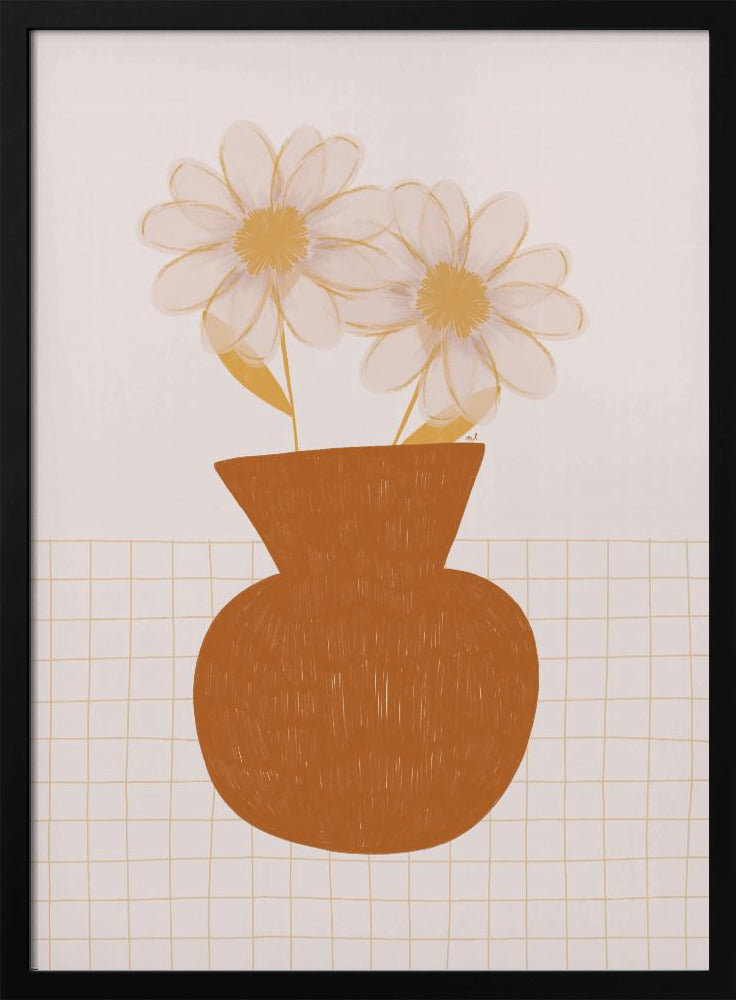 Vase With Two Daisies - Stretched Canvas, Poster or Fine Art Print I Heart Wall Art