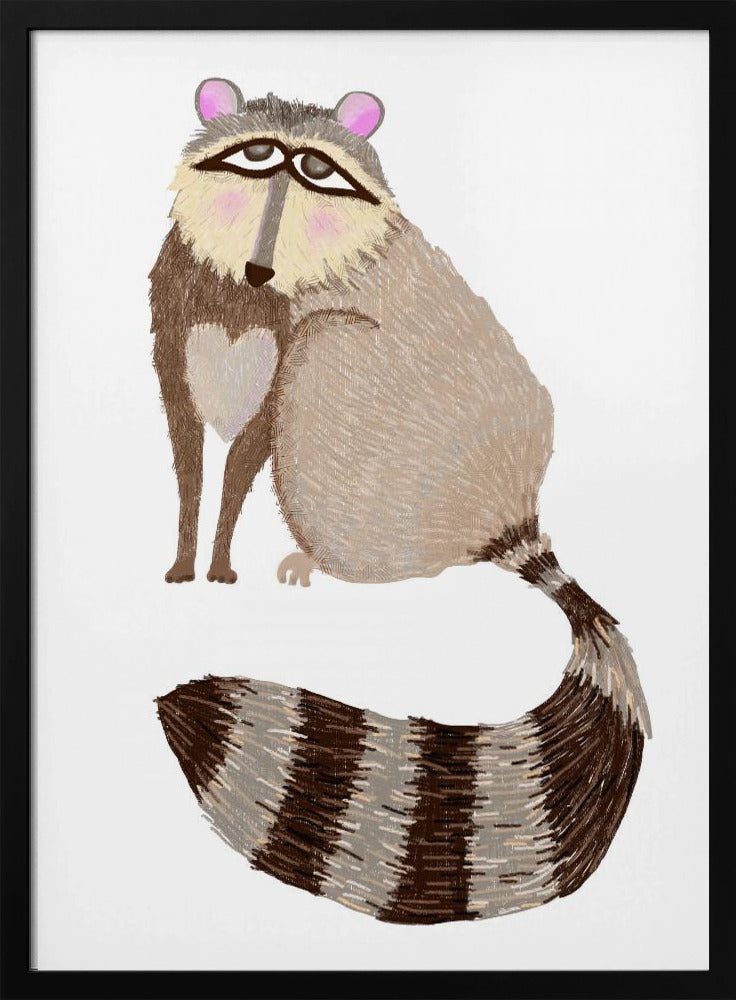 Sad Raccoon - Stretched Canvas, Poster or Fine Art Print I Heart Wall Art