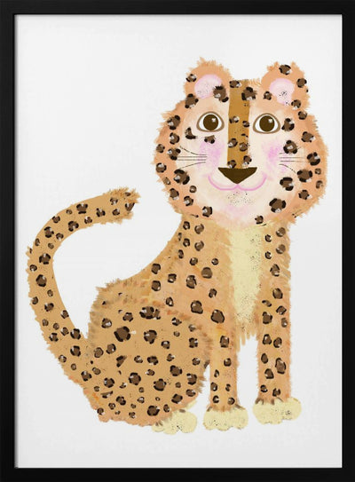 Cute Sitting Leopard - Stretched Canvas, Poster or Fine Art Print I Heart Wall Art