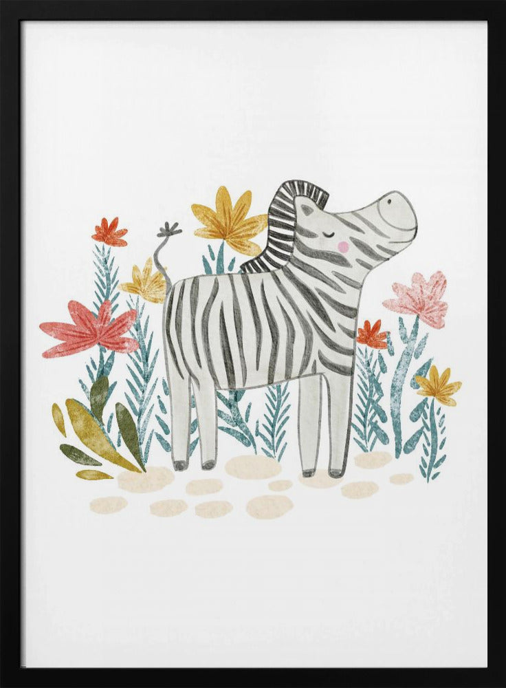 Zebra and florals - Stretched Canvas, Poster or Fine Art Print I Heart Wall Art