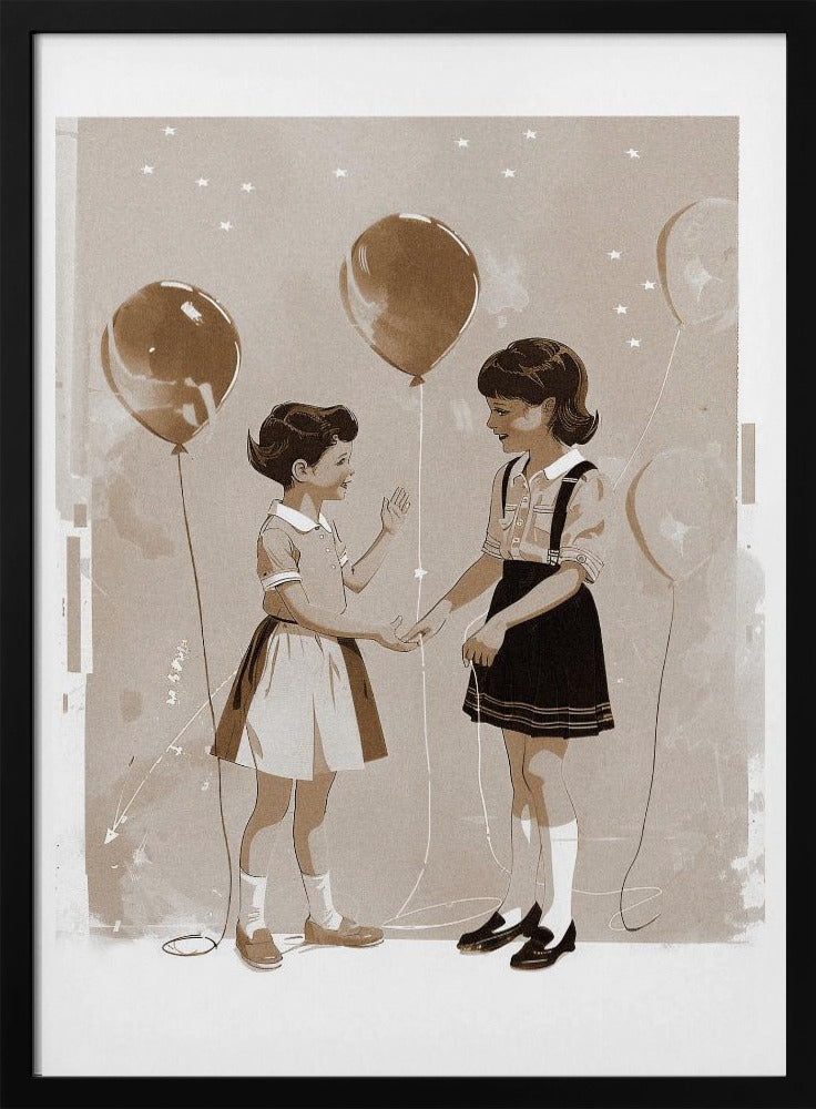 50s Kids at party - Stretched Canvas, Poster or Fine Art Print I Heart Wall Art