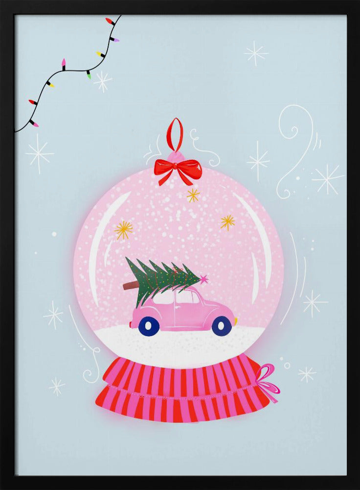 Snowglobe Pink - Stretched Canvas, Poster or Fine Art Print I Heart Wall Art