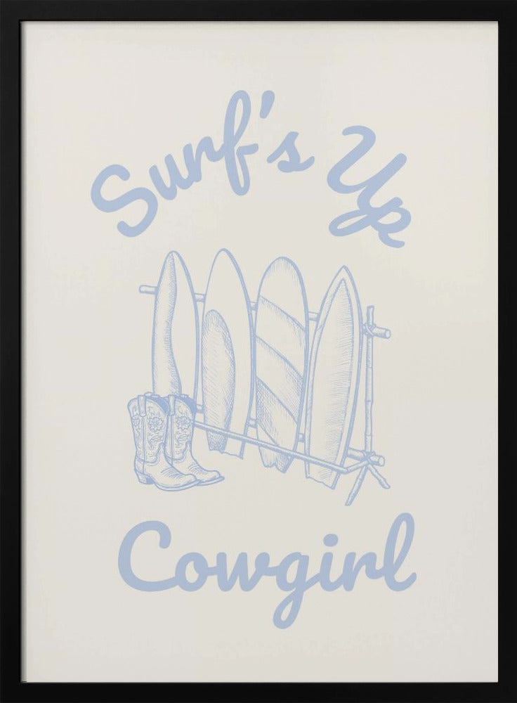 Surfs Up Cowgirl - Parchment - Stretched Canvas, Poster or Fine Art Print I Heart Wall Art