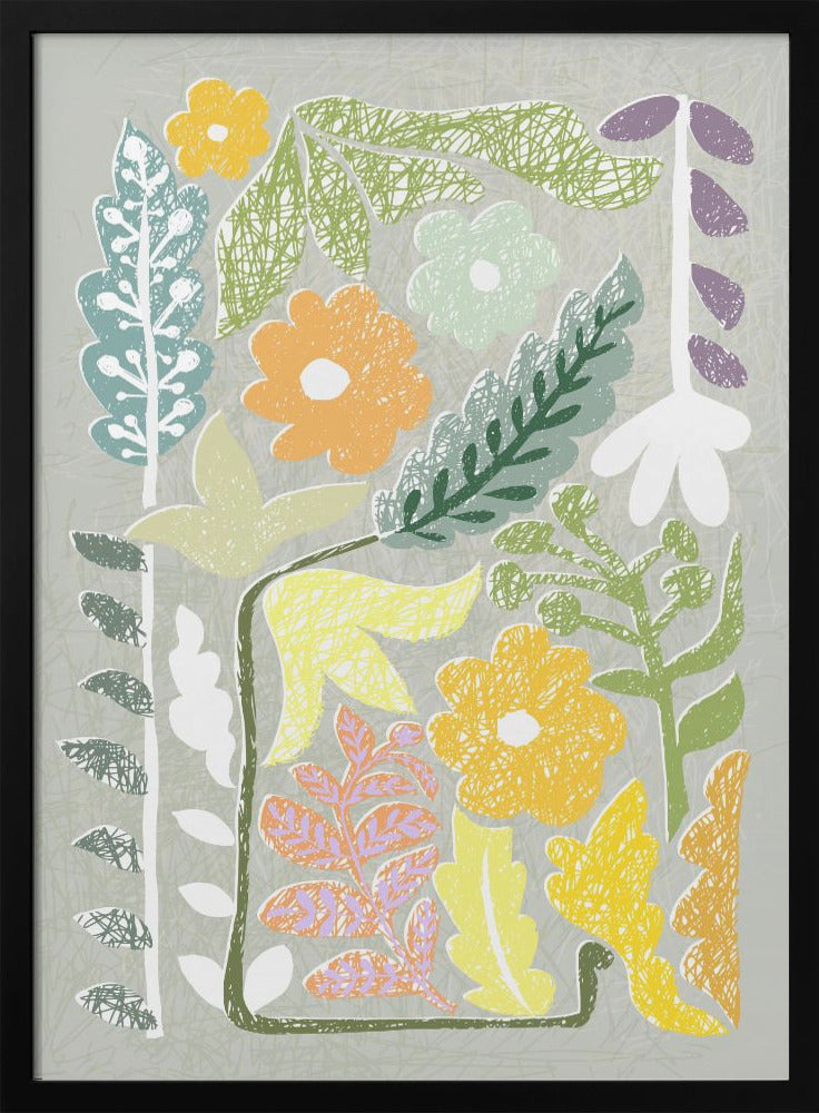 Block print spring meadow - Stretched Canvas, Poster or Fine Art Print I Heart Wall Art