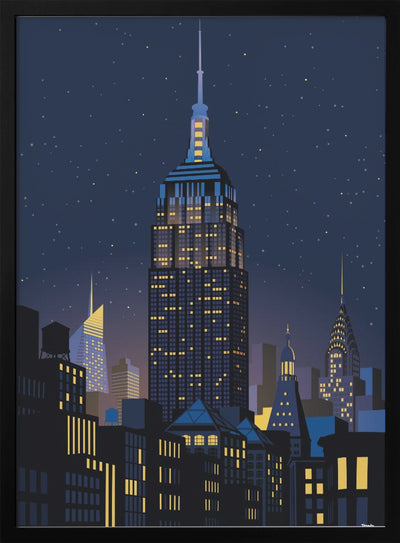 NYC Manhathan by night - Stretched Canvas, Poster or Fine Art Print I Heart Wall Art