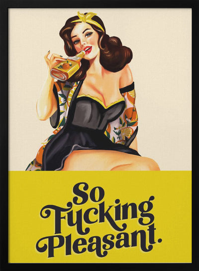 So Fucking Pleasant Art Deco Pinup Girl - Stretched Canvas, Poster or Fine Art Print I Heart Wall Art