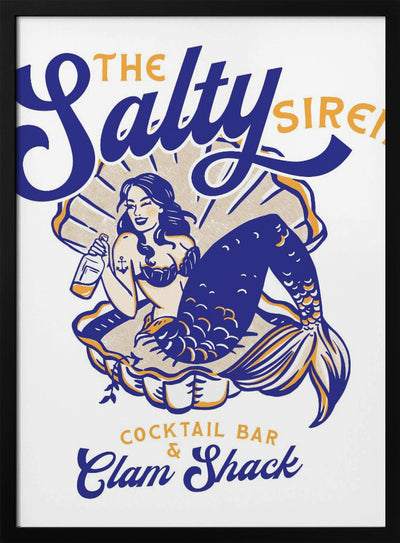 Salty Siren Cocktail Bar &amp; Clam Shack Mermaid - Stretched Canvas, Poster or Fine Art Print I Heart Wall Art