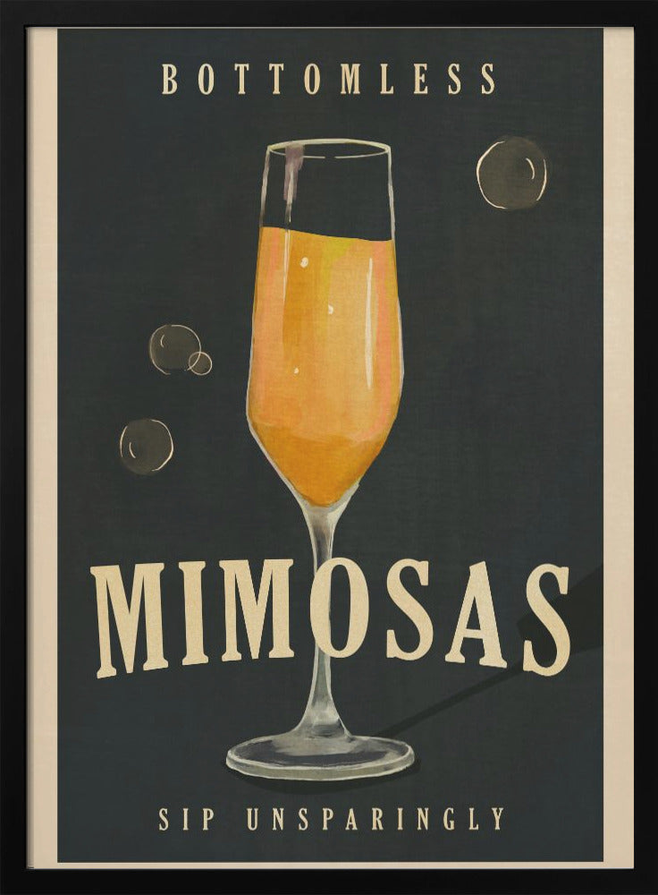 Bottomless Mimosas Art Deco Cocktail Bar Art - Stretched Canvas, Poster or Fine Art Print I Heart Wall Art