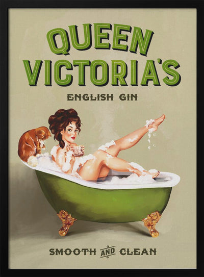 Queen Victoria English Gin Bath Pinup Girl - Stretched Canvas, Poster or Fine Art Print I Heart Wall Art