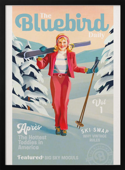 The Bluebird Daily Pinup Ski Art - Stretched Canvas, Poster or Fine Art Print I Heart Wall Art