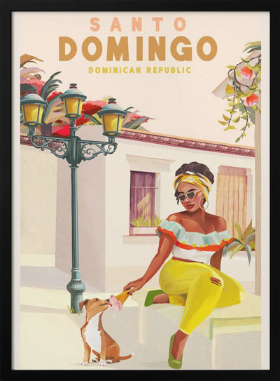 Santo Domingo Dominican Republic Woman &amp; Dog - Stretched Canvas, Poster or Fine Art Print I Heart Wall Art