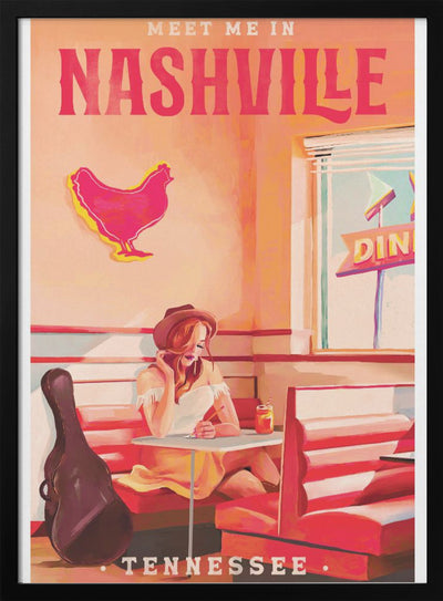 Nashville Tennessee Redhead Music Poster - Stretched Canvas, Poster or Fine Art Print I Heart Wall Art