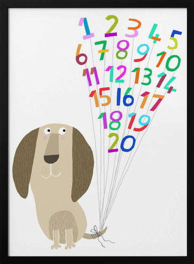 Dog with Numbers 1 to 20 by Artist Carla Daly - Stretched Canvas, Poster or Fine Art Print I Heart Wall Art