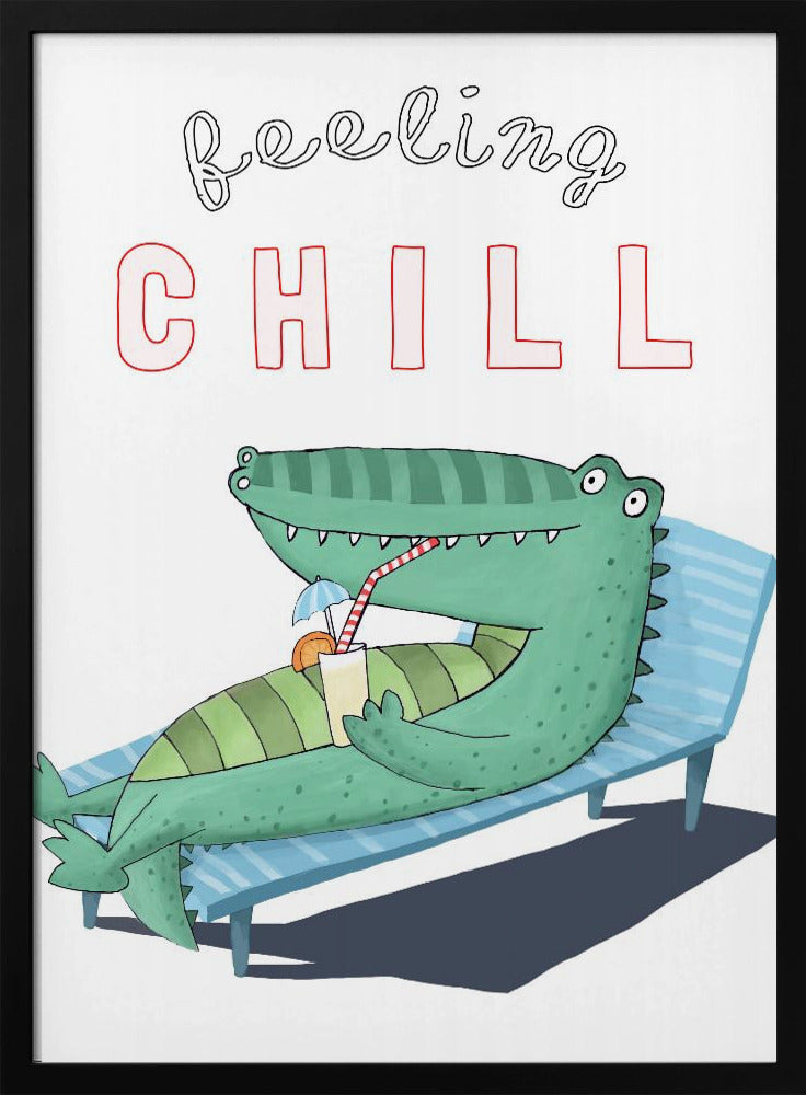 Feeling Chill! Funny Crocodile Lounging in the Sunshine by artist Carla Daly - Stretched Canvas, Poster or Fine Art Print I Heart Wall Art