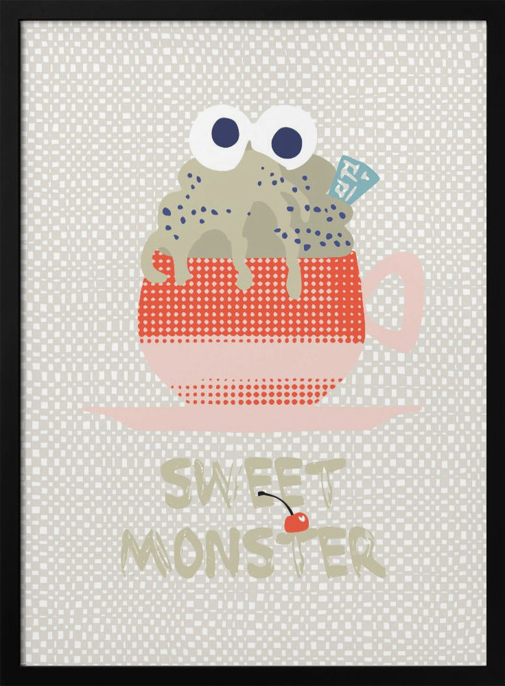 Sweet monster cupcake red - Stretched Canvas, Poster or Fine Art Print I Heart Wall Art