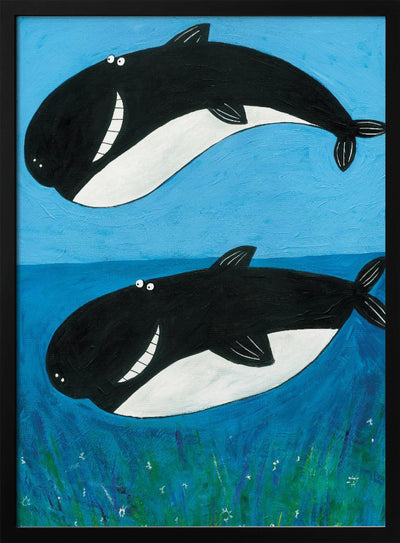 Two Whales in the Ocean by Artist Carla Daly - Stretched Canvas, Poster or Fine Art Print I Heart Wall Art