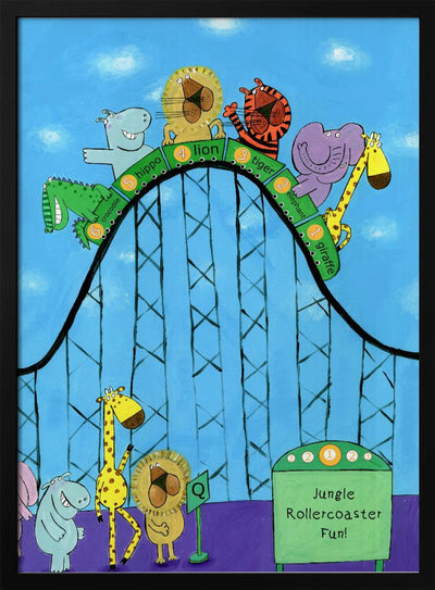 Jungle Animals Whizzing Down the Rollercoaster by Carla Daly - Stretched Canvas, Poster or Fine Art Print I Heart Wall Art