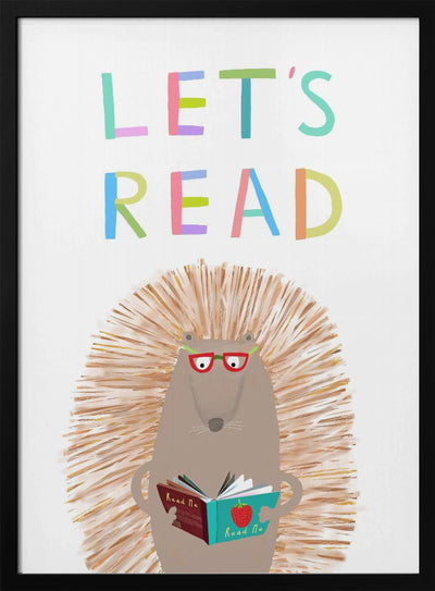 Let&#039;s Read with Cute Hedgehog by Illustrator Carla Daly - Stretched Canvas, Poster or Fine Art Print I Heart Wall Art