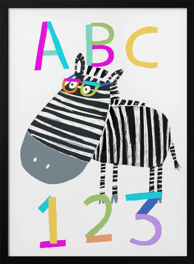 ABC and 123 Letters and Numbers with Zebra by Artist Carla Daly - Stretched Canvas, Poster or Fine Art Print I Heart Wall Art