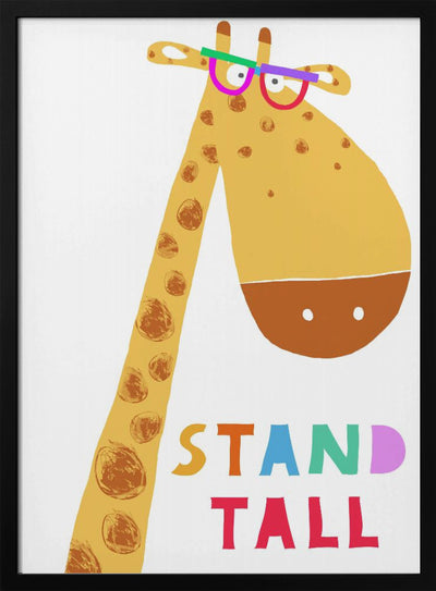 Stand Tall! Cute Giraffe with Colorful Glasses by Artist Carla Daly - Stretched Canvas, Poster or Fine Art Print I Heart Wall Art