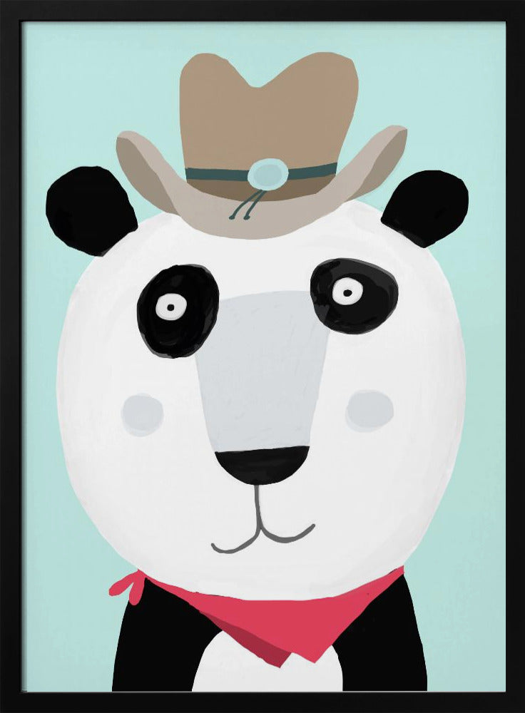 Funny Panda with Cowboy Hat by Artist Carla Daly - Stretched Canvas, Poster or Fine Art Print I Heart Wall Art