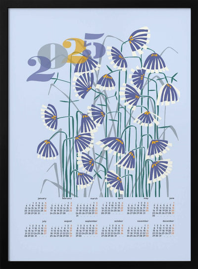 calendar 2025 Linocut flowers light - Stretched Canvas, Poster or Fine Art Print I Heart Wall Art