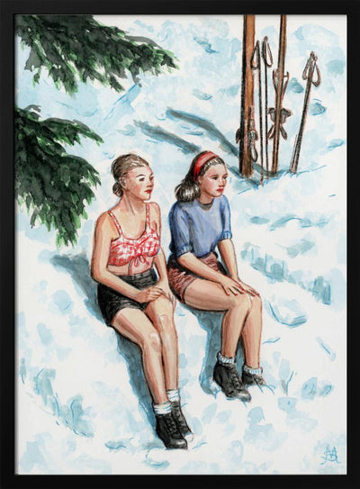 Two Skiers Sunbathing - Stretched Canvas, Poster or Fine Art Print I Heart Wall Art