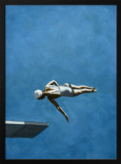 Diver In Dark Sky - Stretched Canvas, Poster or Fine Art Print I Heart Wall Art