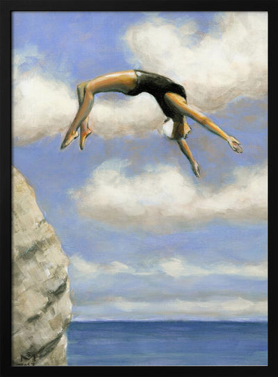 Diver and Rock - Stretched Canvas, Poster or Fine Art Print I Heart Wall Art