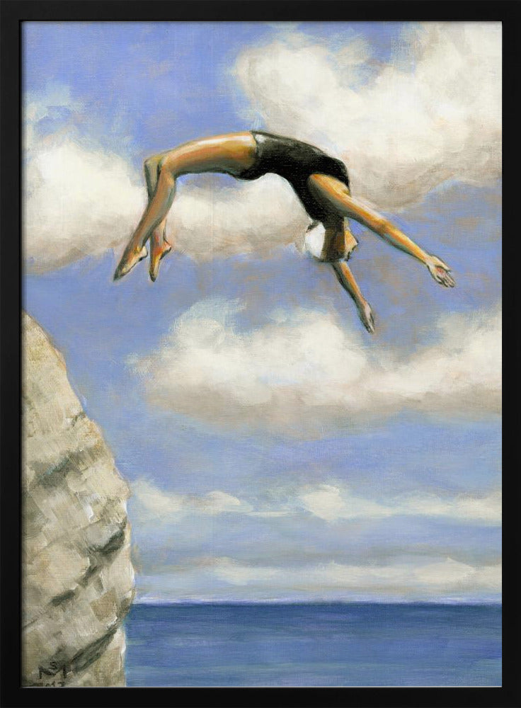 Diver and Rock - Stretched Canvas, Poster or Fine Art Print I Heart Wall Art