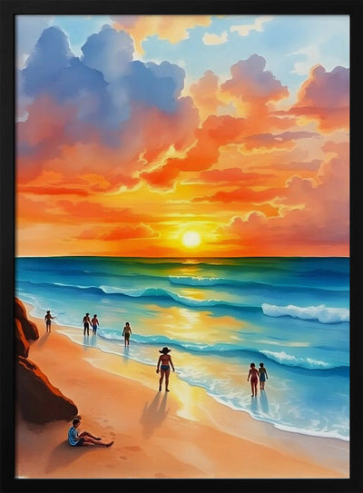 Ocean Breeze and Fiery Skies - Stretched Canvas, Poster or Fine Art Print I Heart Wall Art