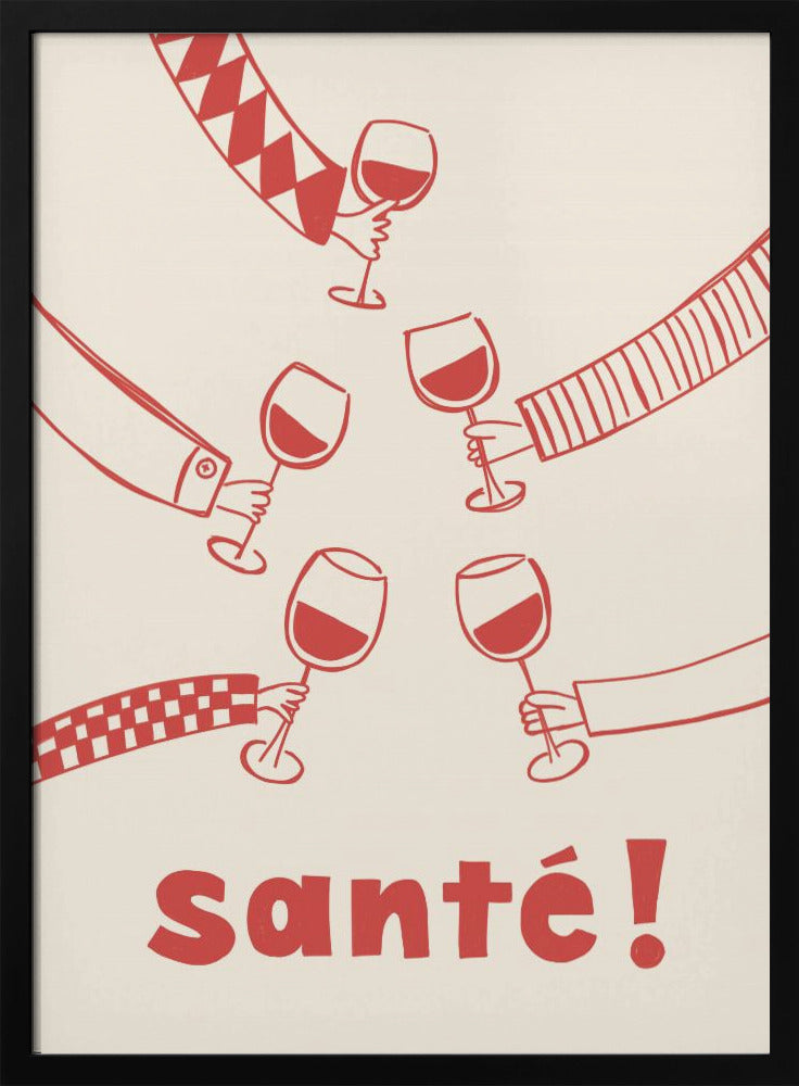 Santé! Wine Party with Friends - Stretched Canvas, Poster or Fine Art Print I Heart Wall Art