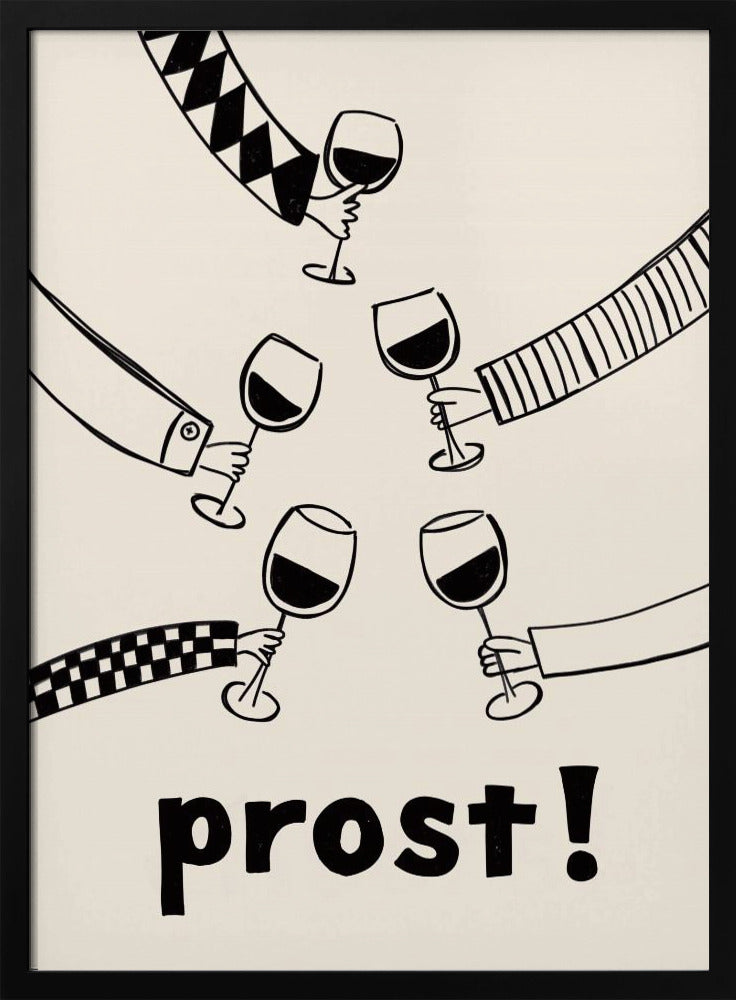 Prost! Wine Party with Friends - Stretched Canvas, Poster or Fine Art Print I Heart Wall Art