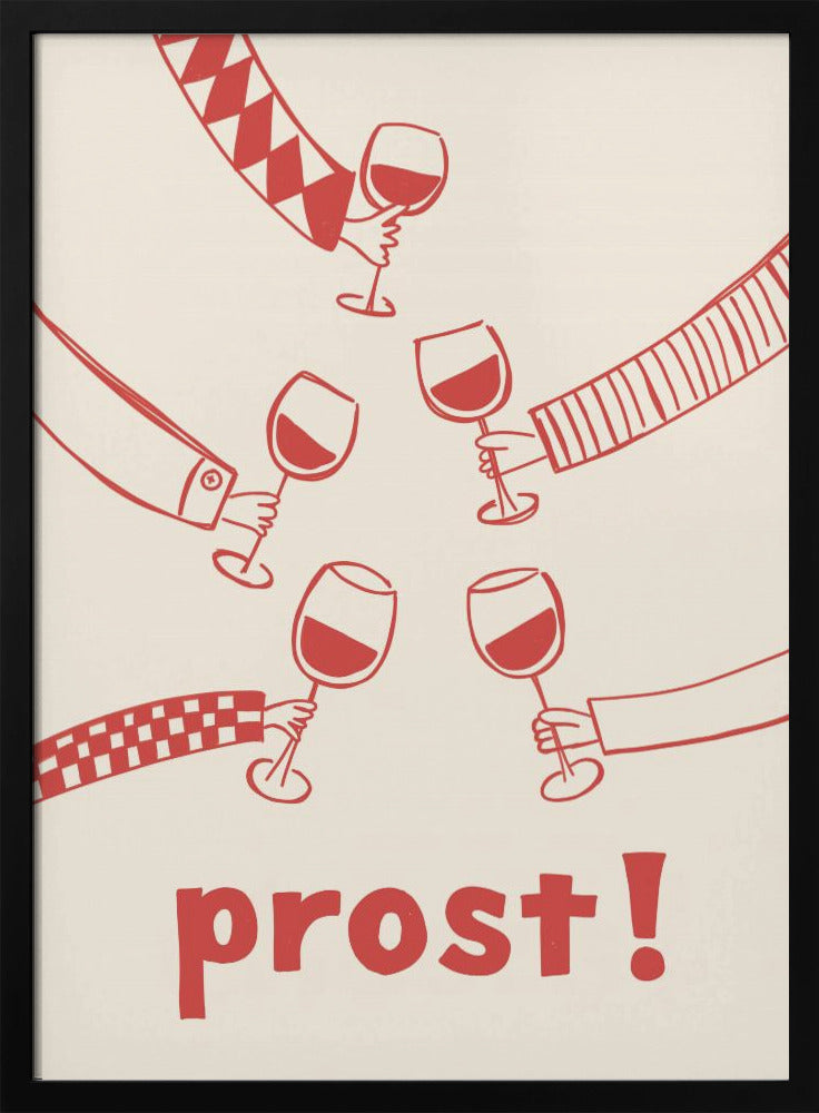 Prost! Wine Party with Friends - Stretched Canvas, Poster or Fine Art Print I Heart Wall Art