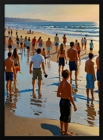 Crowded Beach Walk - Stretched Canvas, Poster or Fine Art Print I Heart Wall Art