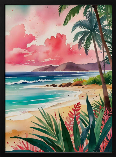Vibrant Tropical Beach Artwork - Stretched Canvas, Poster or Fine Art Print I Heart Wall Art