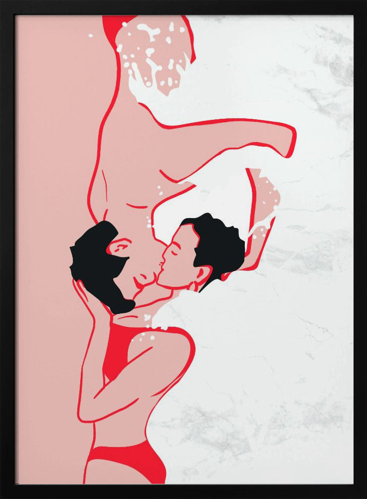 Ethereal Kiss In the Waves - Stretched Canvas, Poster or Fine Art Print I Heart Wall Art