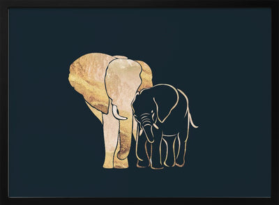 Black Gold Elephants 1 - Stretched Canvas, Poster or Fine Art Print I Heart Wall Art