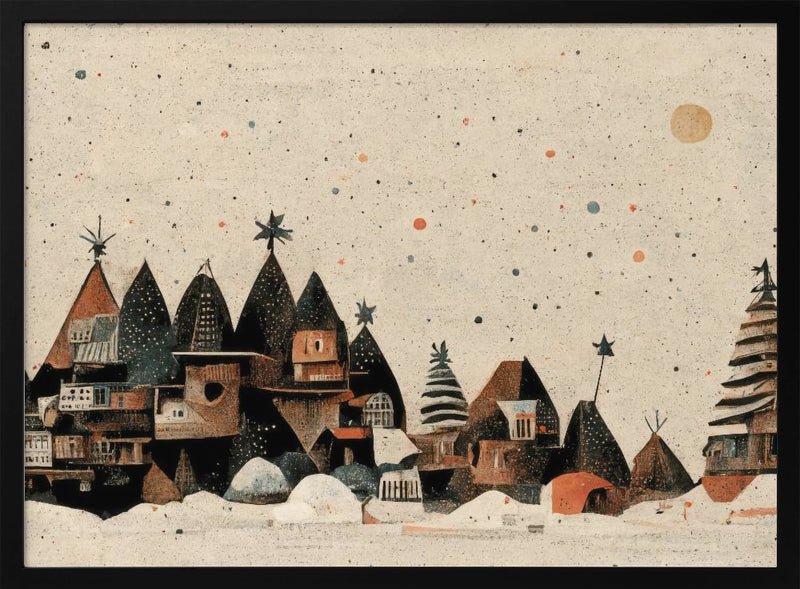 Tiny Christmas Town - Stretched Canvas, Poster or Fine Art Print I Heart Wall Art