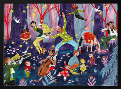 Circus performers and children in the forest - Stretched Canvas, Poster or Fine Art Print I Heart Wall Art