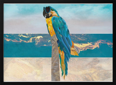 Macaw Seaside Landscape - Stretched Canvas, Poster or Fine Art Print I Heart Wall Art