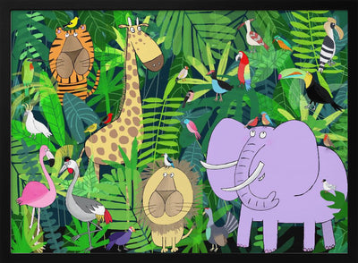 Jungle Animals Deep in the Jungle Foliage by Artist Carla Daly - Stretched Canvas, Poster or Fine Art Print I Heart Wall Art