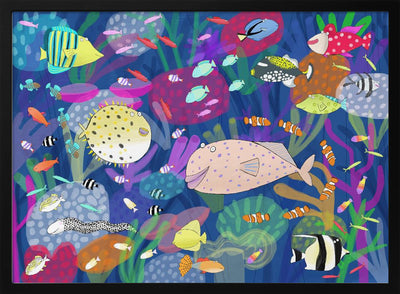 Colorful Tropical Fish Illustration by Artist Carla Daly - Stretched Canvas, Poster or Fine Art Print I Heart Wall Art