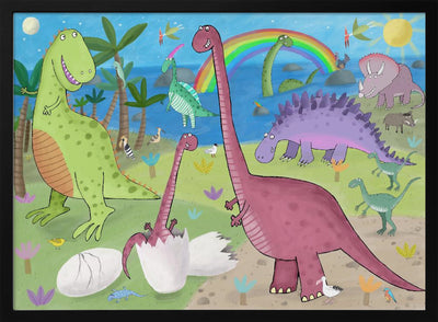 Cute Dinosaur in the Jurassic Park by Artist Carla Daly - Stretched Canvas, Poster or Fine Art Print I Heart Wall Art