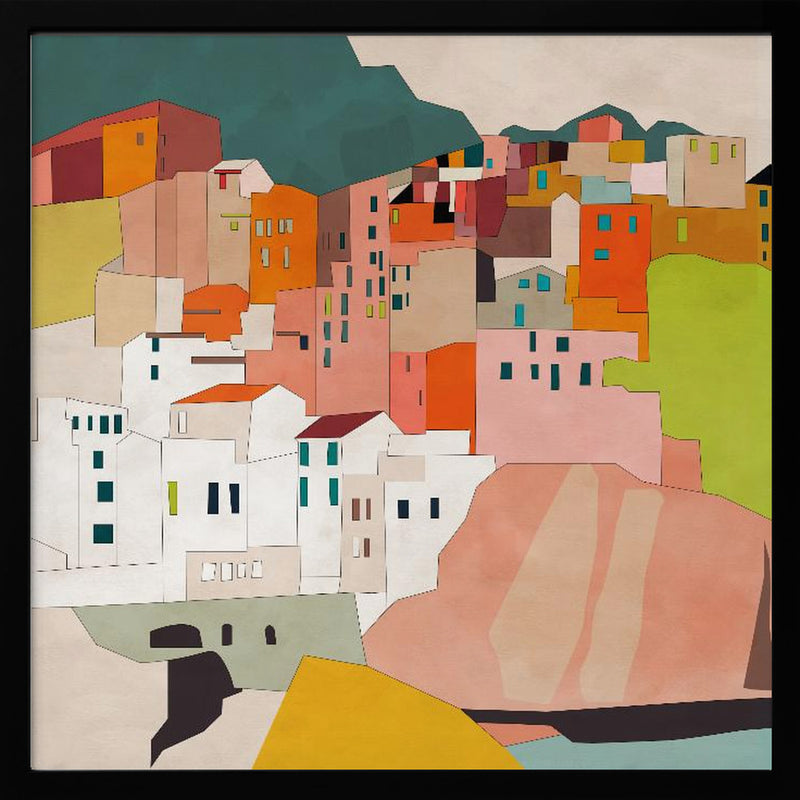 Cinque Terre - Square Stretched Canvas, Poster or Fine Art Print I Heart Wall Art