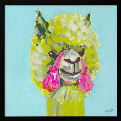 Lime Alpaca - Square Stretched Canvas, Poster or Fine Art Print I Heart Wall Art
