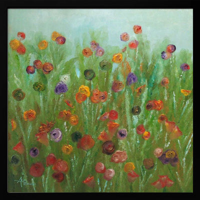 Wild Flowers Abstract - Square Stretched Canvas, Poster or Fine Art Print I Heart Wall Art