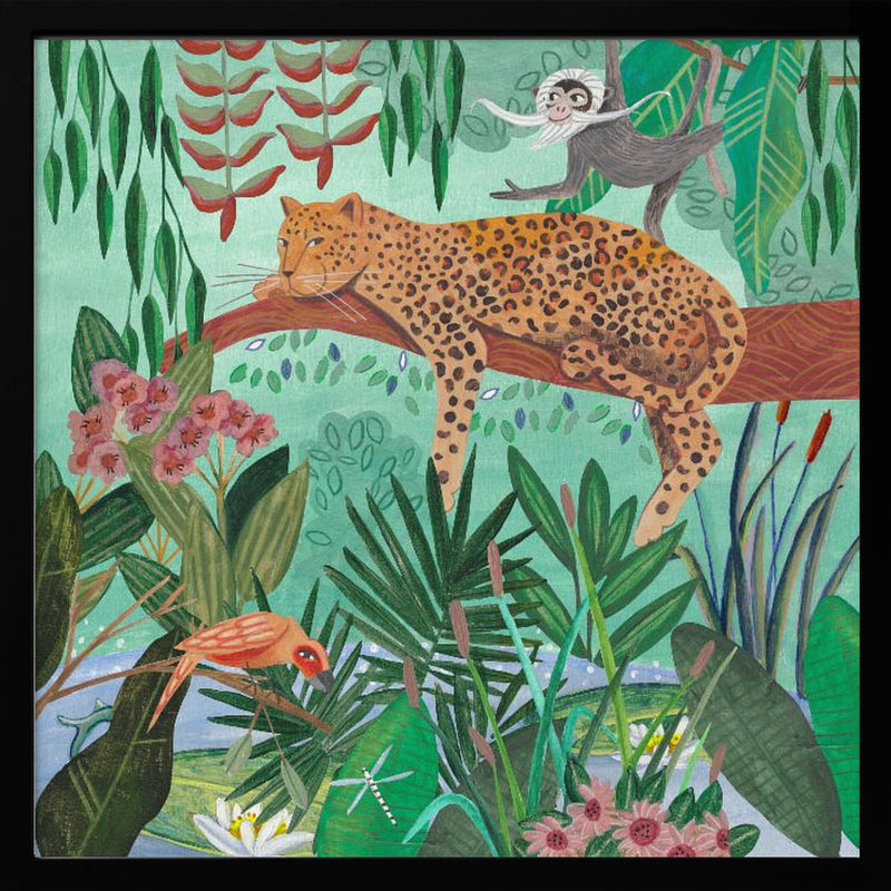 Leopard in the jungle - Square Stretched Canvas, Poster or Fine Art Print I Heart Wall Art